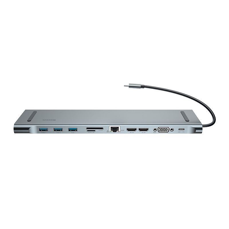 CATSX-G0G Конвертер Baseus Enjoy series USB-C - PD+2xHDMI+VGA+RJ45+SD+TF+2xUSB, цвет: серый от prem.by 